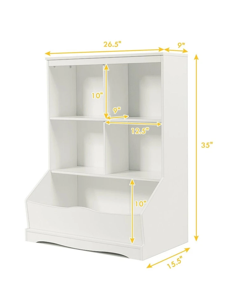 Gouun 3-Tier Children's Multi-Functional Bookcase Toy Storage Bin Floor Cabinet