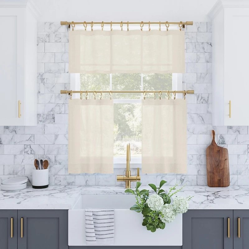 Slub Textured Linen Blend Cafe Curtain Valance