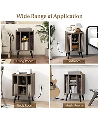 Gouun Vinyl Record Storage Turntable Stand with 4 Open Shelves