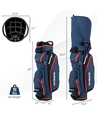 Gymax 9.5" Golf Cart Bag w/14 Divider Rain Hood Cooler Bag 8 Pockets