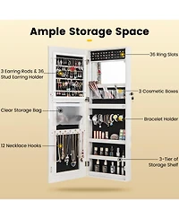 Gouun 42.5 Inches Lockable Jewelry Mirror Wall Cabinet with 3-Color Led Lights