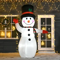 Homcom 8' Christmas Inflatable Waving Snowman Yard Decorations w/ Led Lights