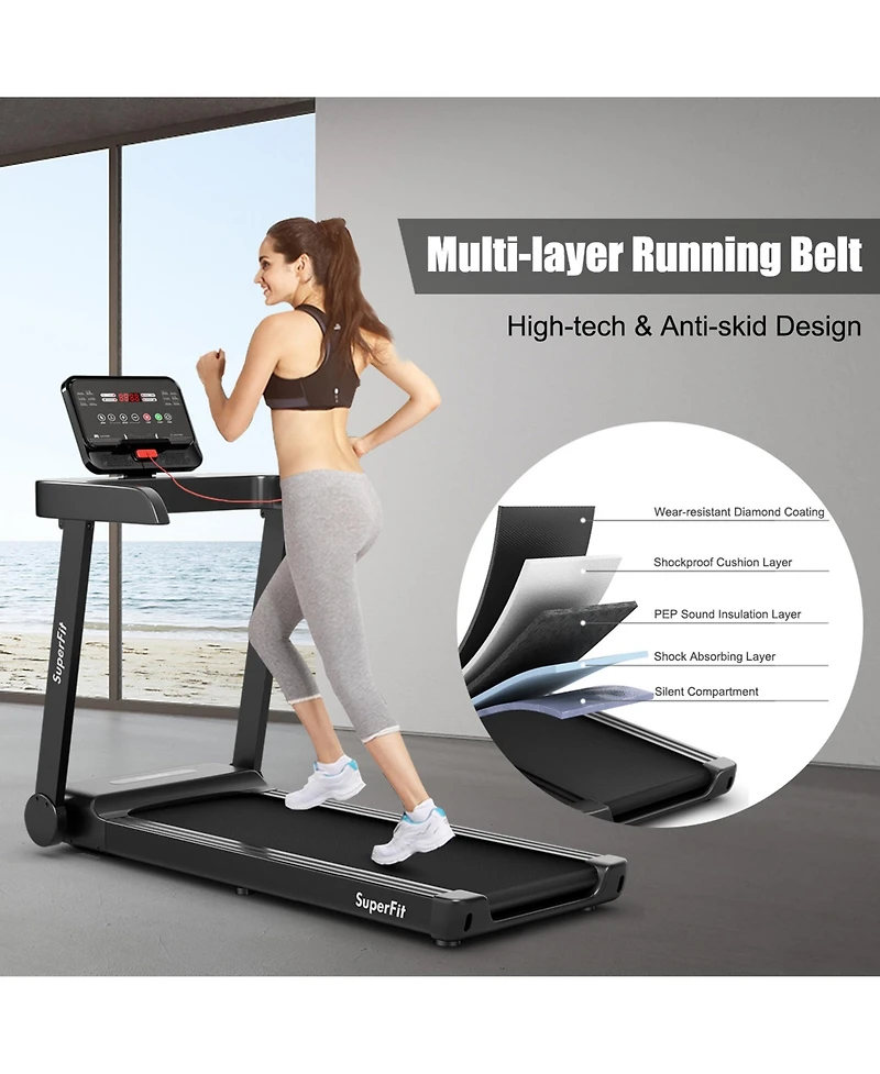 Gymax 2.25HP Electric Motorized Running Machine Treadmill w/ Led Display App Control