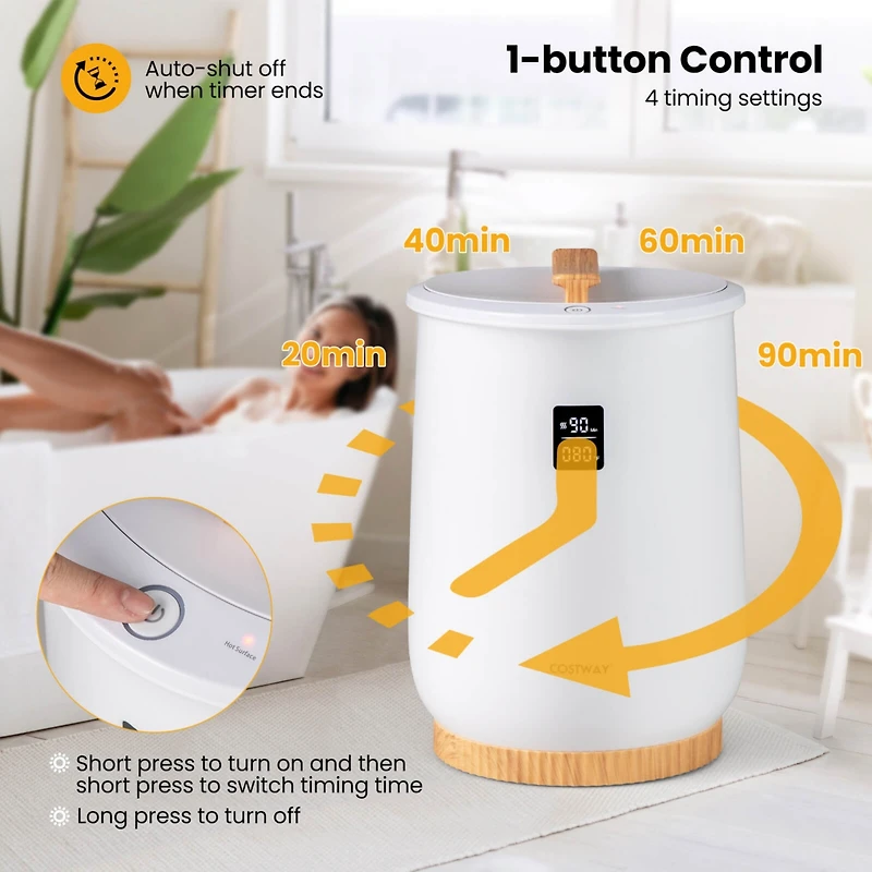 20L Bathroom Towel Warmer Bucket with Fragrance Holder & Lcd Display