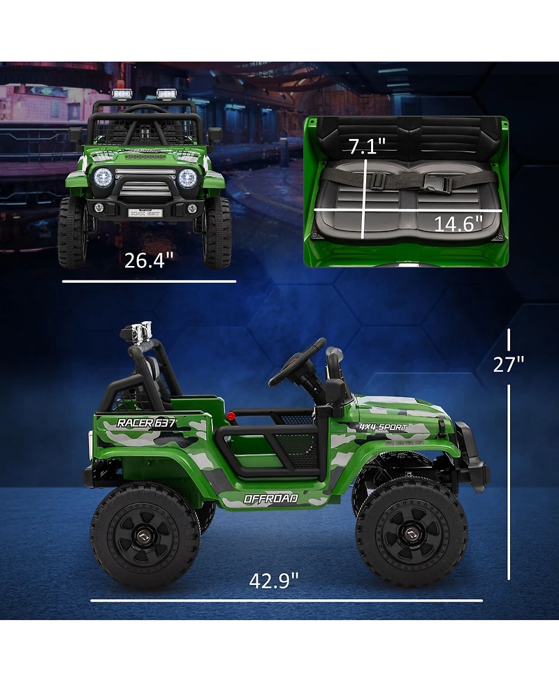Qaba 12V Ride on Car, Ride on Truck w/ 4 Suspension Wheels,