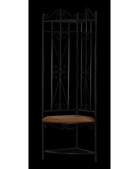 Kings Brand Furniture Black Metal Corner Entryway Hallway Rack with Bench & 6 Hooks