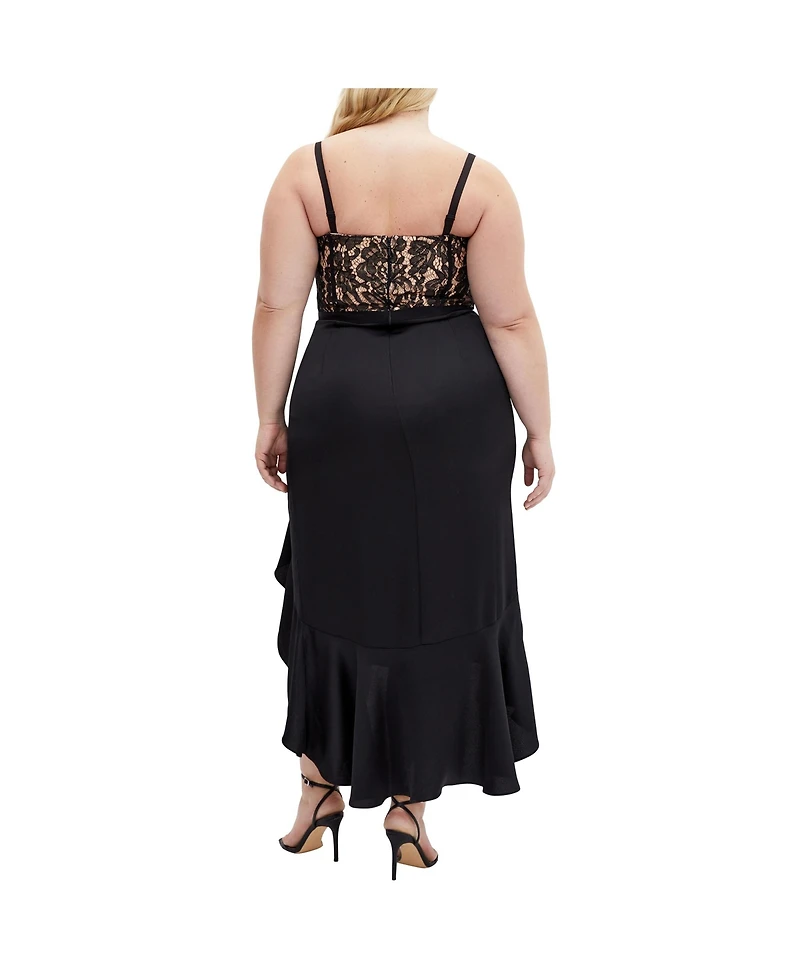 City Chic Plus Size Lace Ruffle Dress