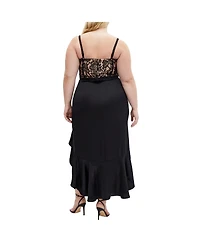 City Chic Plus Size Lace Ruffle Dress