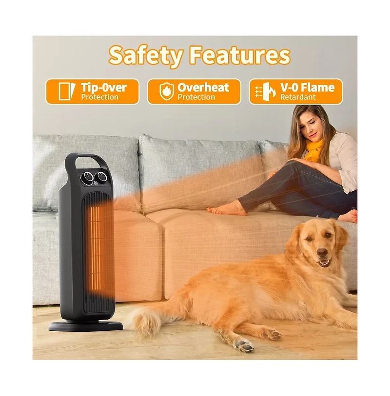 Sugift Space Heater 1500W Electric Heater Portable Ptc Ceramic Heater for Bedroom, Office, and Other Rooms