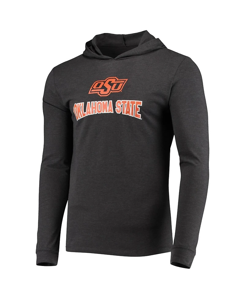 Concepts Sport Men's Orange/Heather Charcoal Oklahoma State Cowboys Meter Long Sleeve Hoodie T-Shirt Jogger Pajama Set