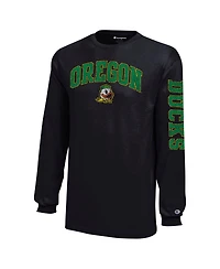 Champion Big Boys and Girls Black Oregon Ducks Distressed Arch Over Logo Long Sleeve T-Shirt