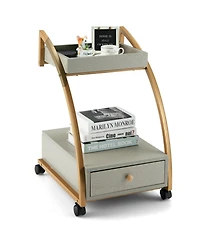 Gouun Modern 2-Tier Rolling End Table with Tray Top and Pull-Out Drawer