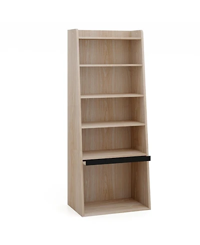 Gouun 6-Tier Bookcase Freestanding Ladder Bookshelf with 2 Adjustable Shelves Flip Up Door