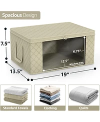 Sorbus Pack Medium Foldable Clothes Storage Bags with Clear Window, Zipper Lid and Carry Handles - for Organizing Bedroom, Closet