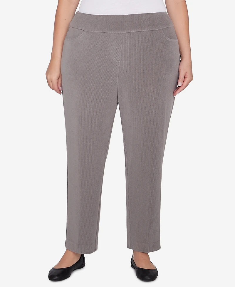 Alfred Dunner Plus Size Copenhagen Knit Corduroy Faux Fly Pull On Short Length Pants