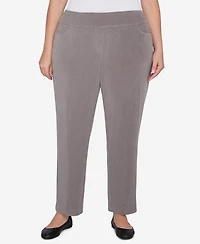Alfred Dunner Plus Size Copenhagen Knit Corduroy Faux Fly Pull On Short Length Pants