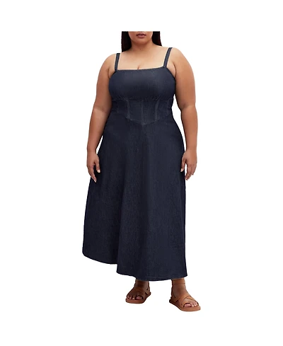 City Chic Plus Denim Corset Dress