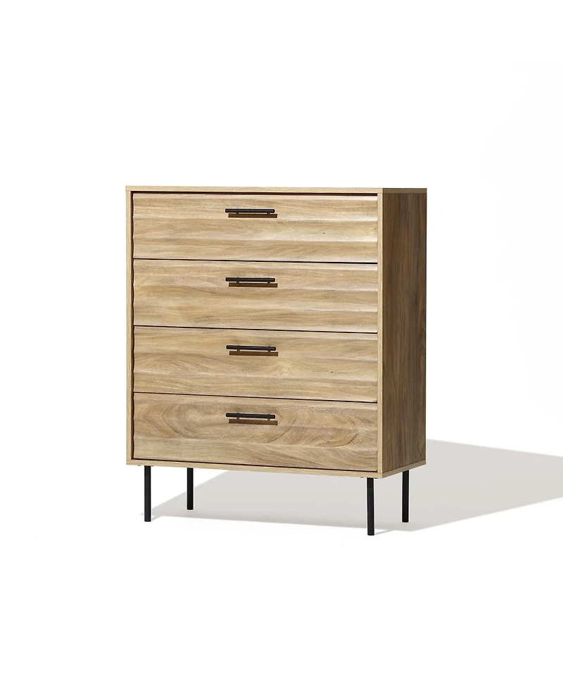 LuxenHome Mid-Century Modern Wave 4-Drawer 31.5-Inch Wide Accent Chest