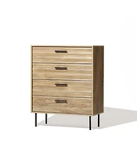 LuxenHome Mid-Century Modern Wave 4-Drawer 31.5-Inch Wide Accent Chest