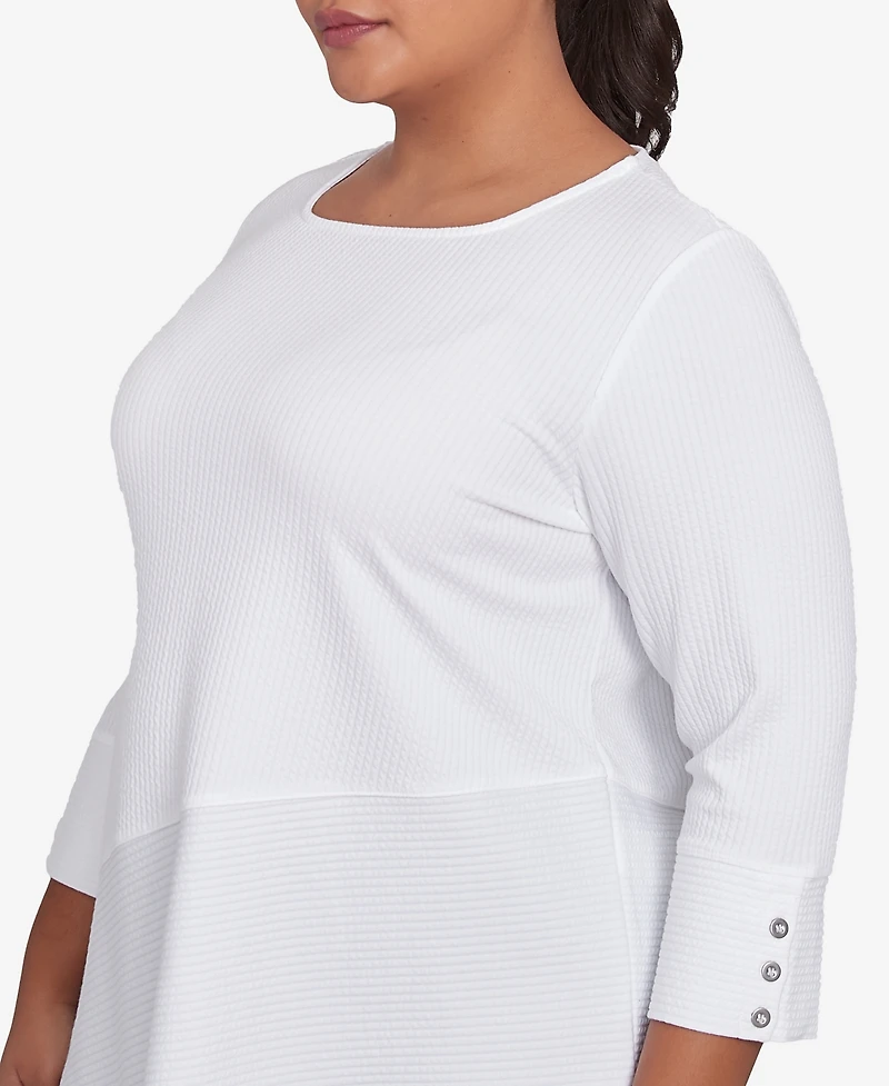Ruby Rd. Plus Size Cable Stripe Ottoman Top