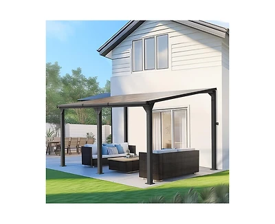 Hardtop Outdoor Gazebo Pergola Aluminum Framed with Sloping Pitched Roof for Garden