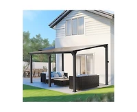 Hardtop Outdoor Gazebo Pergola Aluminum Framed with Sloping Pitched Roof for Garden