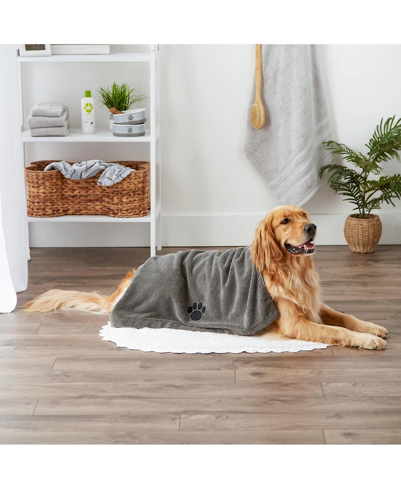 Bone Dry Pet Microfiber Towel Embroidered Paw Print 41x23.5-inch