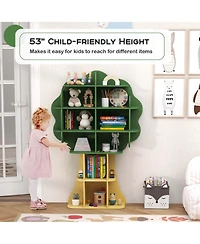 Tree Bookcase Kids 6-Tier Toy Storage Organizer with Open Storage Shelves