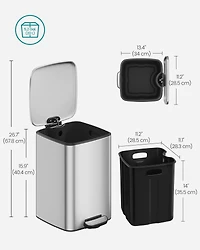 Slickblue 5.2-Gallon (20L) Stainless Steel Trash Can, Kitchen Garbage Bin with Durable Design