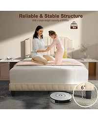 Gouun Heavy Duty Upholstered Bed Frame with Rivet Headboard-Full Size