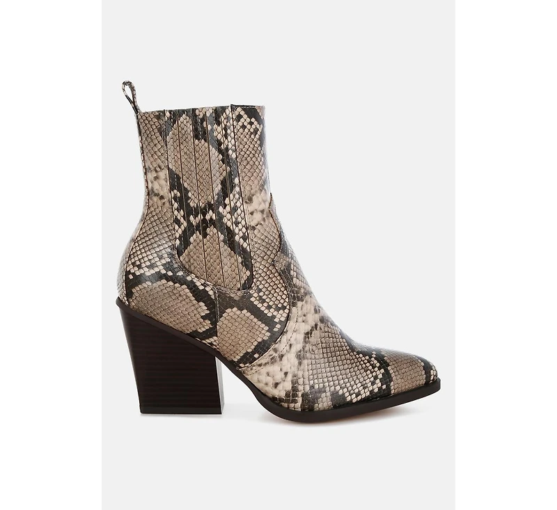 Cornus Snake Print Ankle Boots