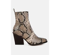 Cornus Snake Print Ankle Boots