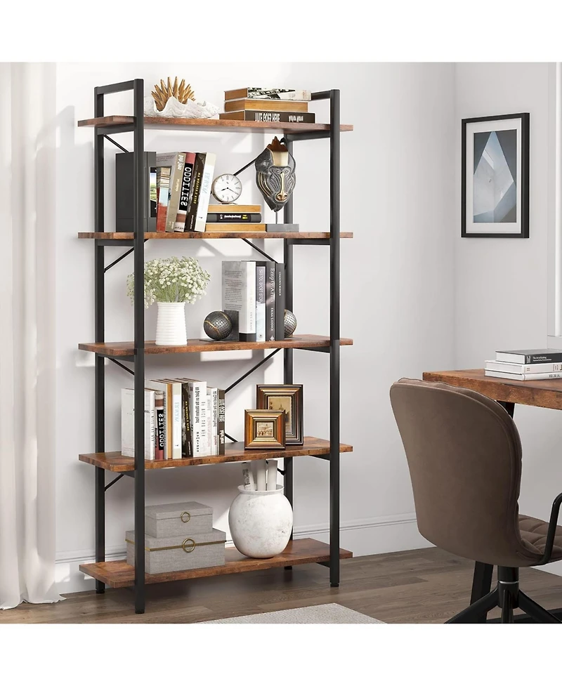 Tribesigns 5 Tier Bookshelf, Modern Etagere Bookcase with Metal Frame, Tall Book Shelf Unit for Living Room, Study, Home Office, Black Friday Deals