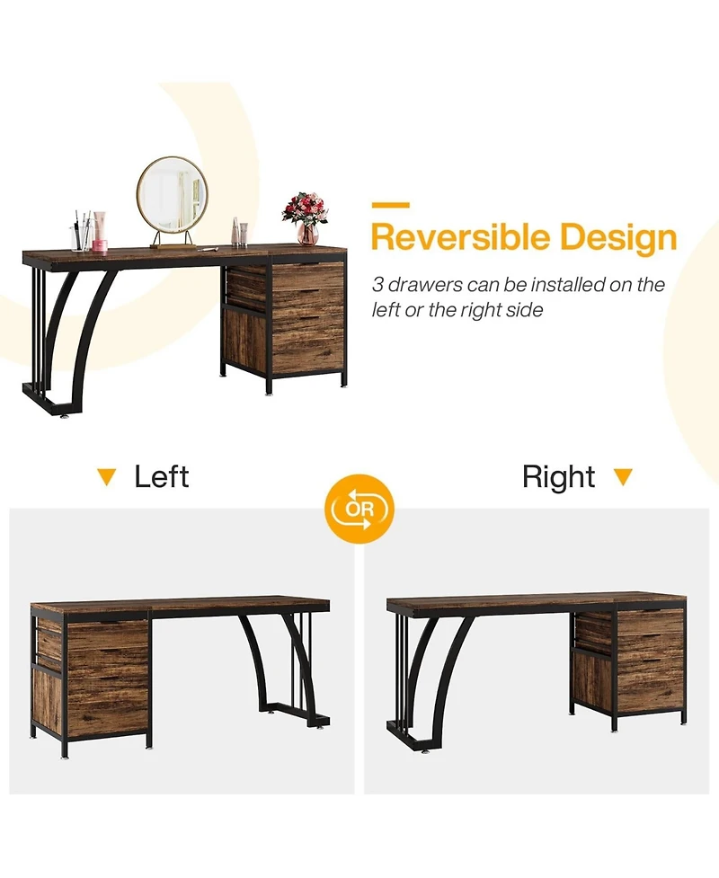 Tribesigns Vanity Desk with 3 Drawers, 59-Inch Chic Makeup for Women, Black Friday Deals