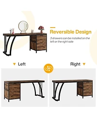 Tribesigns Vanity Desk with 3 Drawers, 59-Inch Chic Makeup for Women, Black Friday Deals