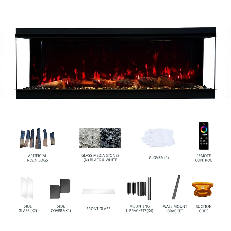 Mondawe 70" Tv Stand with 36" Electric Fireplace With Remote Control and Side Cabinet,White