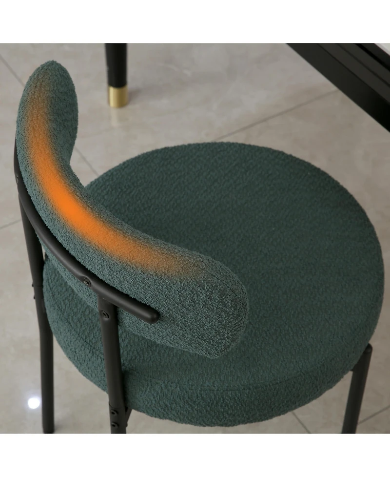 Dyhome Boucle Dining Chairs Set of 4, Upholstered Kitchen Room Chairs, Side with Thick Cushions and Metal Legs