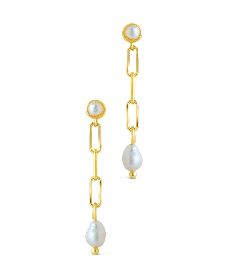 Sterling Forever Fayelynn Mother of Pearl Chain Drop Earrings
