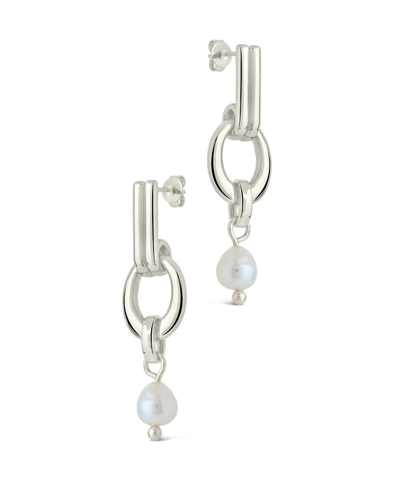 Sterling Forever Giselle Mother of Pearl Door Knocker Stud Earrings