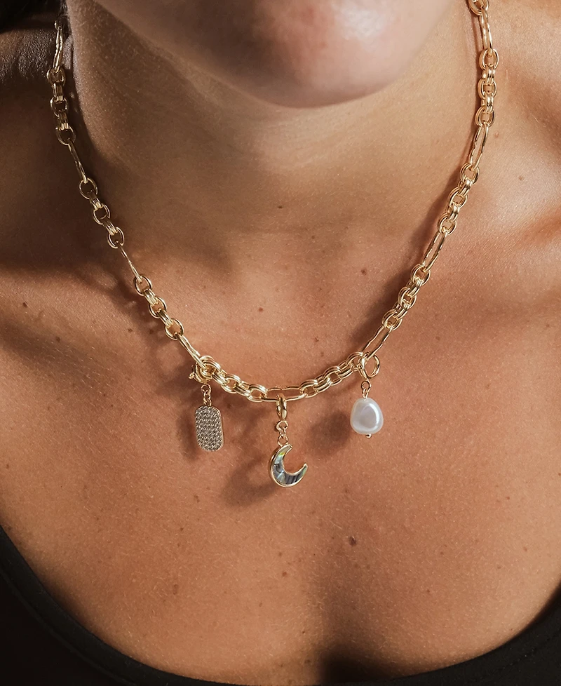 Sterling Forever Tegan Textured Long Link Necklace