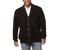 KingSize Big & Tall Shaker Knit Shawl-Collar Cardigan Sweater