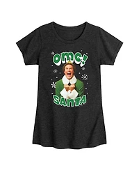 Elf Big Girls Omg Santa Graphic Short Sleeve Tee