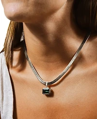 Sterling Forever Calder Cubic Zirconia Herringbone Pendant Necklace