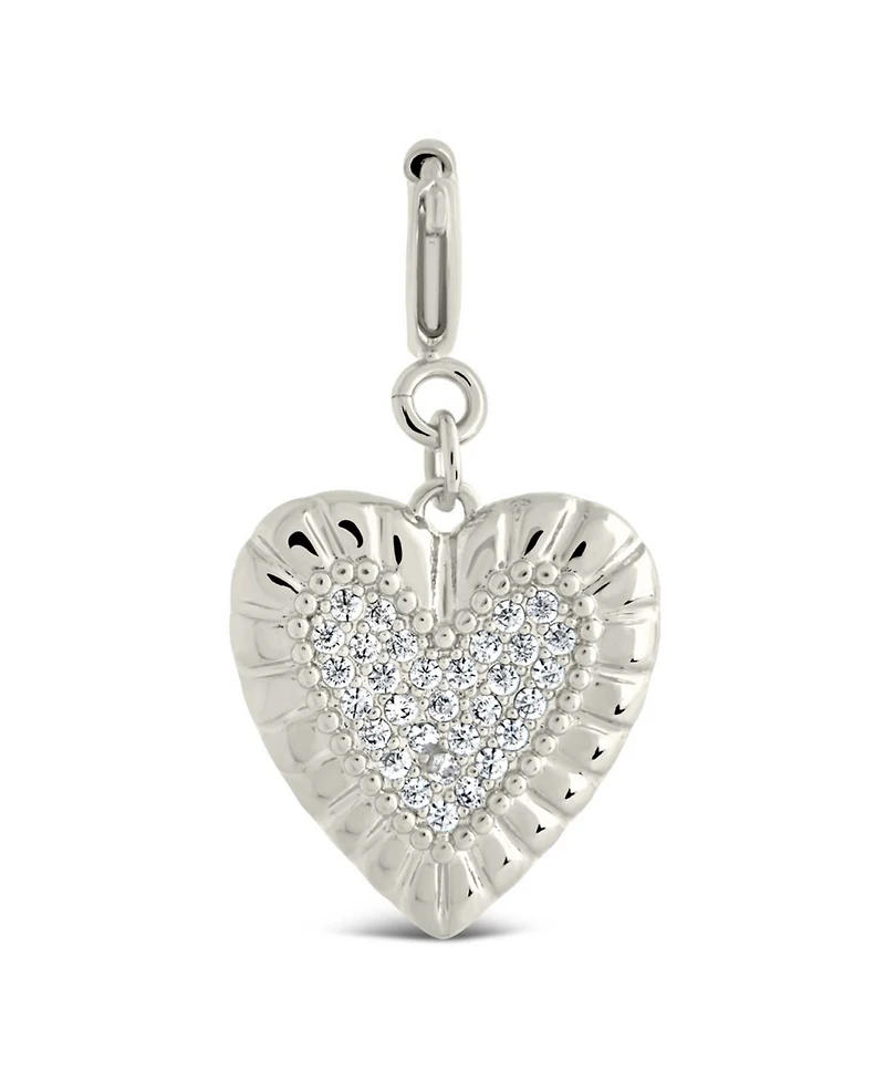 Sterling Forever Cubic Zirconia Heart Shield Charms