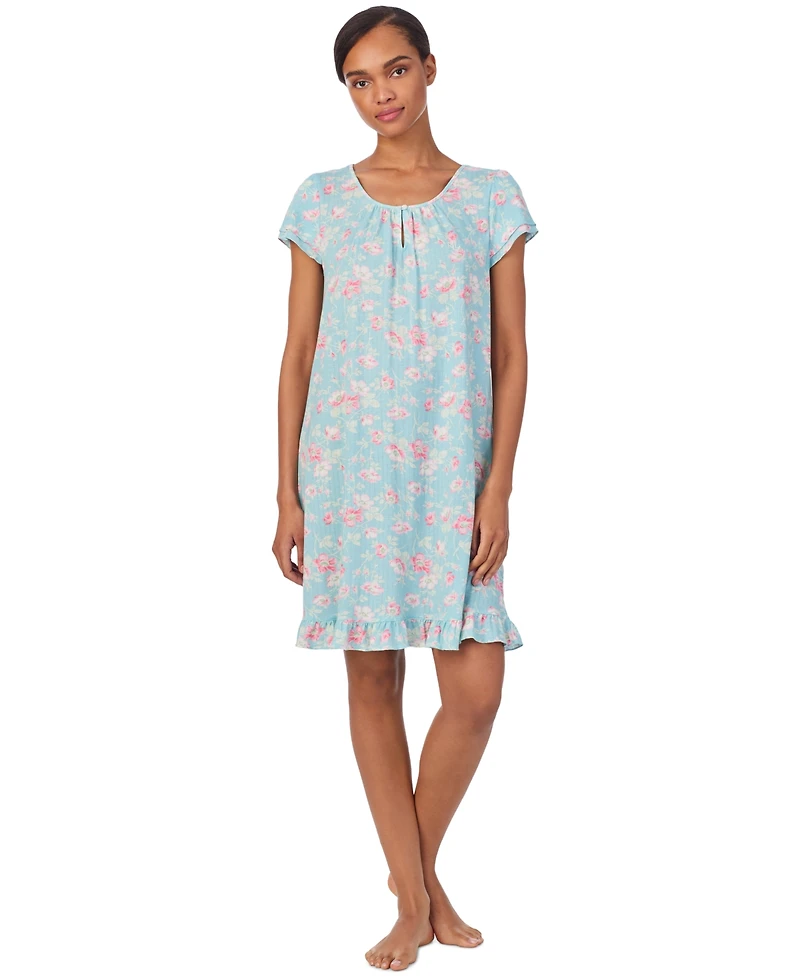 Lauren Ralph Lauren Women's Double-Flutter-Sleeve Keyhole-Neck Nightgown