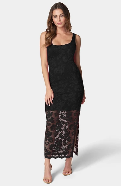 Bebe Women's Lace Square Neck Maxi Dress