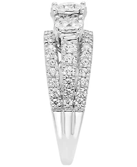 Diamond Three Stone Three Row Engagement Ring (1 ct. t.w.) in 14k White Gold