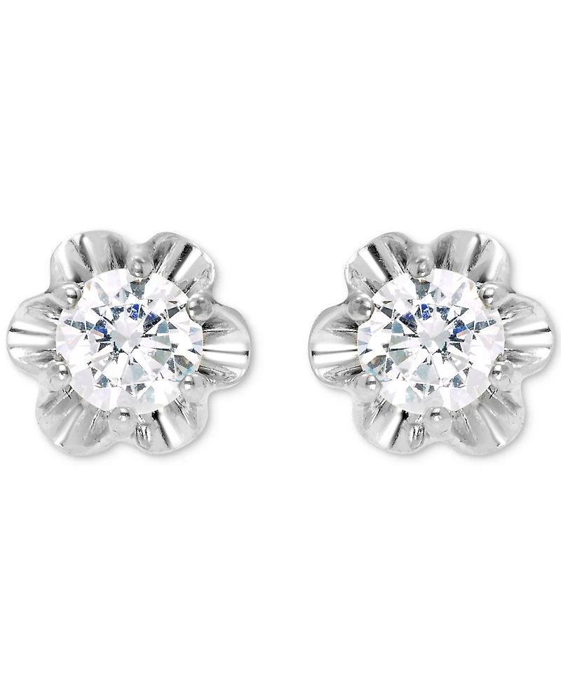 Diamond Scallop Edge Stud Earrings (1/2 ct. t.w.) 14k Gold