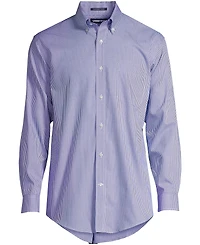 Lands' End Men's Tailored Fit No Iron Pattern Supima Cotton Pinpoint Buttondown Collar Dress Shirt