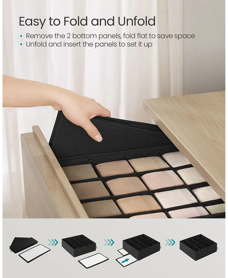 Set of 4 Drawer Organizers for Underwear and Closet Storage